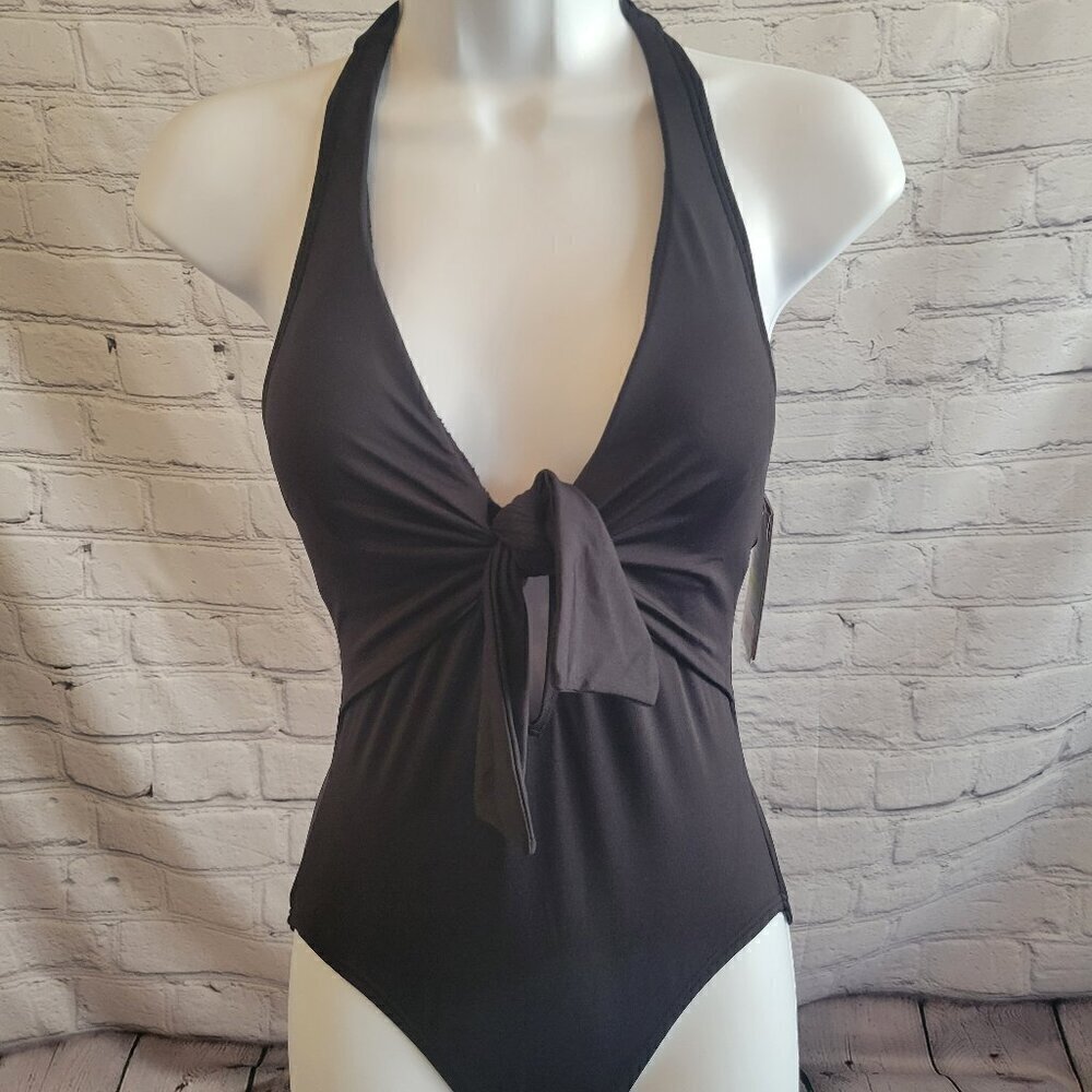 Vince Camuto Tie-Front Halter One-Piece